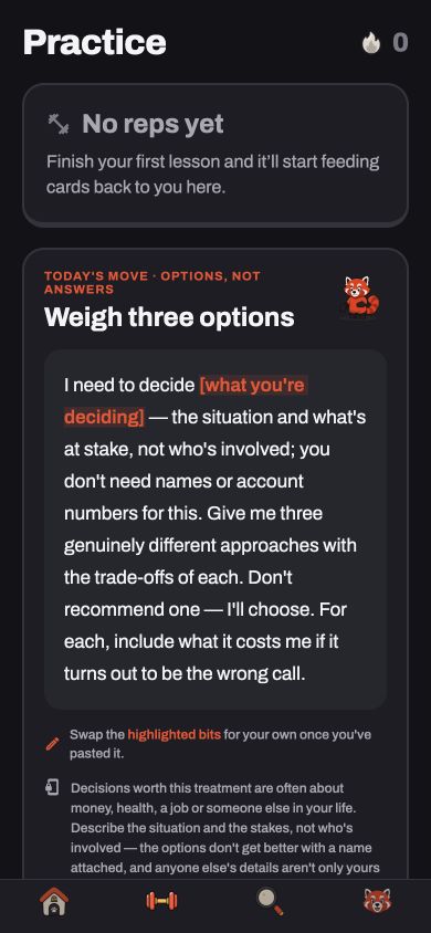 Daily AI practice prompt in Reps