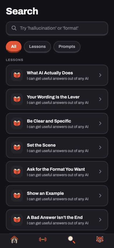 Searchable AI lessons in Reps